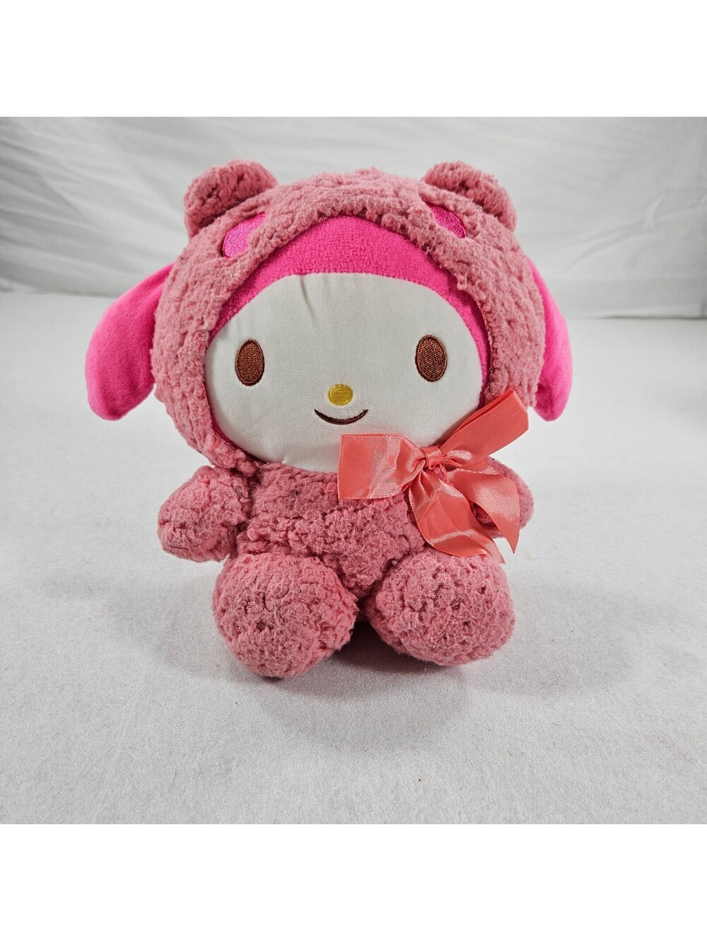 My Melody Mokomoko Plush Fluffy Pink Ribbon Japan 12" Used No Tag